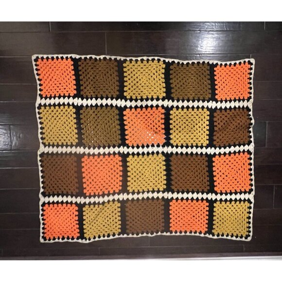 Vintage Handcrafted Crochet Granny Square Blanket Afghan Throw 43" X 52" - Picture 11 of 11
